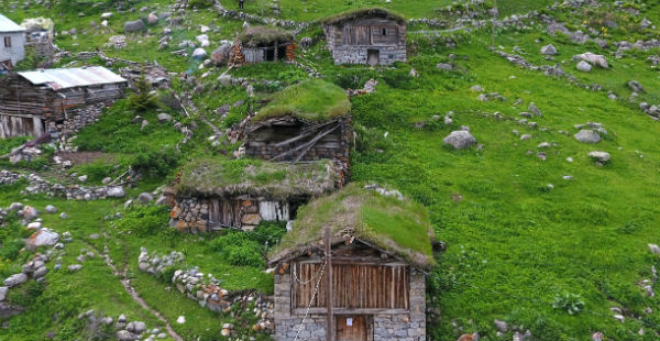 Toprakla kaplı çatılar yeşerdi