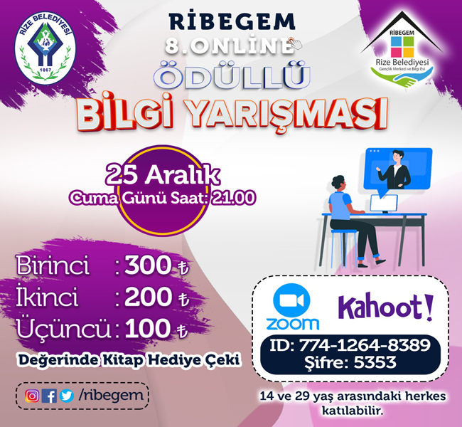 RİBEGEMDEN GENÇLERE 8. ONLİNE ÖDÜLLÜ BİLGİ YARIŞMASI