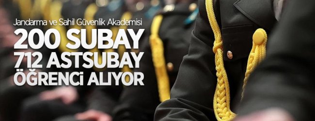 Jandarma ve Sahil Güvenlik Akademisi 200 subay, 712 astsubay öğrenci Alacak