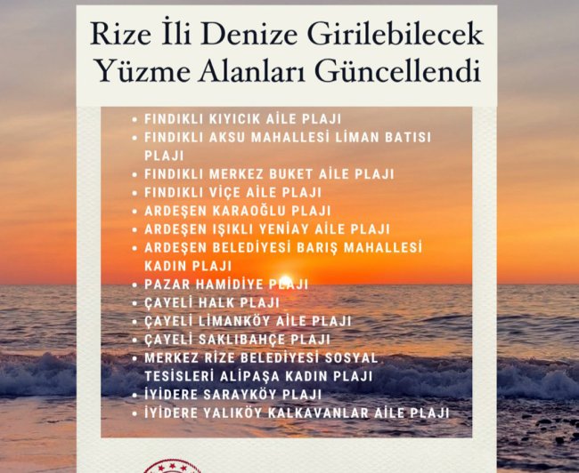 DENİZE GİRİLECEK YERLER BELİRLENDİ