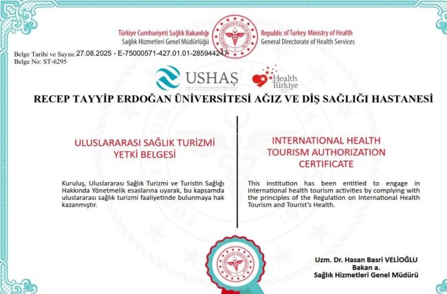DİŞ FAKÜLTESİNE TURİZM YETKİ BELGESİ